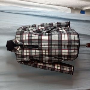 Catalina M 8/10 Plaid Fleece Jacket Gray Red Black Popover with Zip